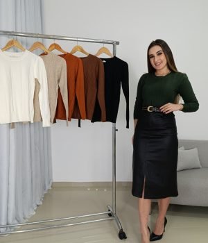 Blusa Modal Trabalhada Feminina Manga Longa