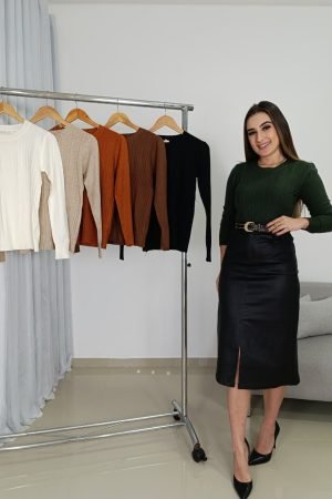 Blusa Modal Trabalhada Feminina Manga Longa