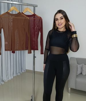 Blusa de Tule Feminina Manga Longa Transparência – Estilo e Atitude