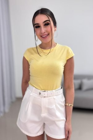 Blusinha Malha com Elastano Amarela Feminina