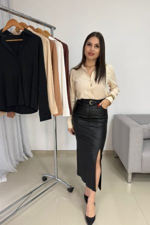 Camisa Slim Feminina em Linho Sintético com Elastano – Elegância e Praticidade