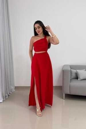 Conjunto Vermelho Viscolinho Feminino
