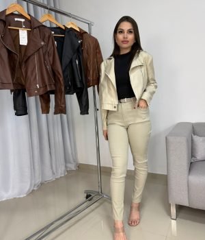 Jaqueta Biker Resinada Importada Efeito Couro – Estilo Meilin