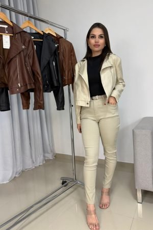 Jaqueta Biker Resinada Importada Efeito Couro – Estilo Meilin