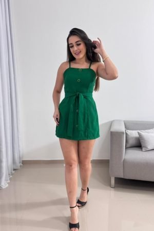 Macaquinho Verde em Tecido Sensorial com Botões