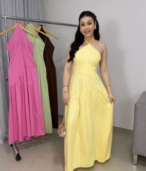 Vestido Longo Frente Única em Viscolinho