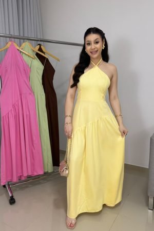 Vestido Longo Frente Única em Viscolinho