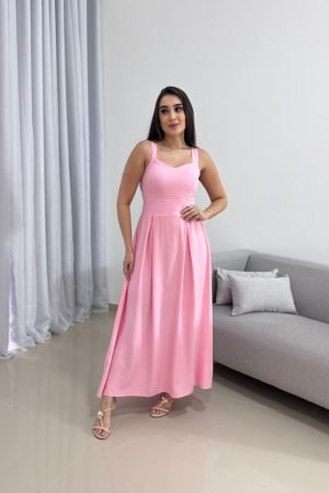Vestido Longo Rosa – Viscolinho