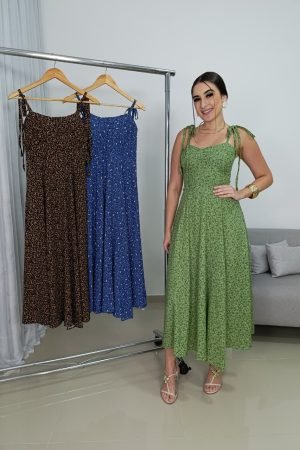 Vestido Midi Estampa Liberty com Alças