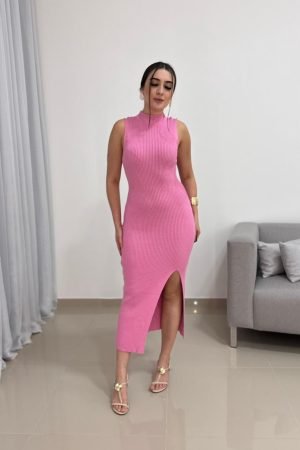 Vestido Midi em Modal Rosa